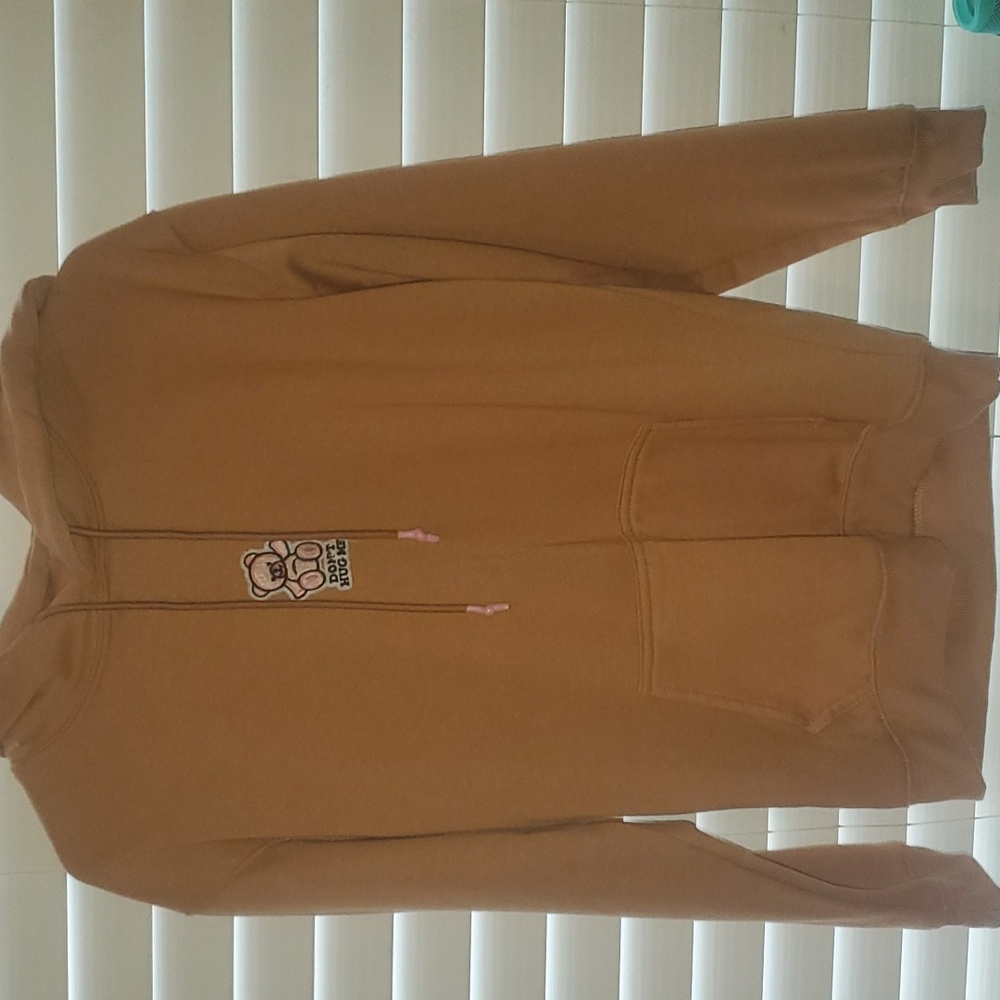 Small Brown "Dont Hug Me" Pink Bear Hoodie